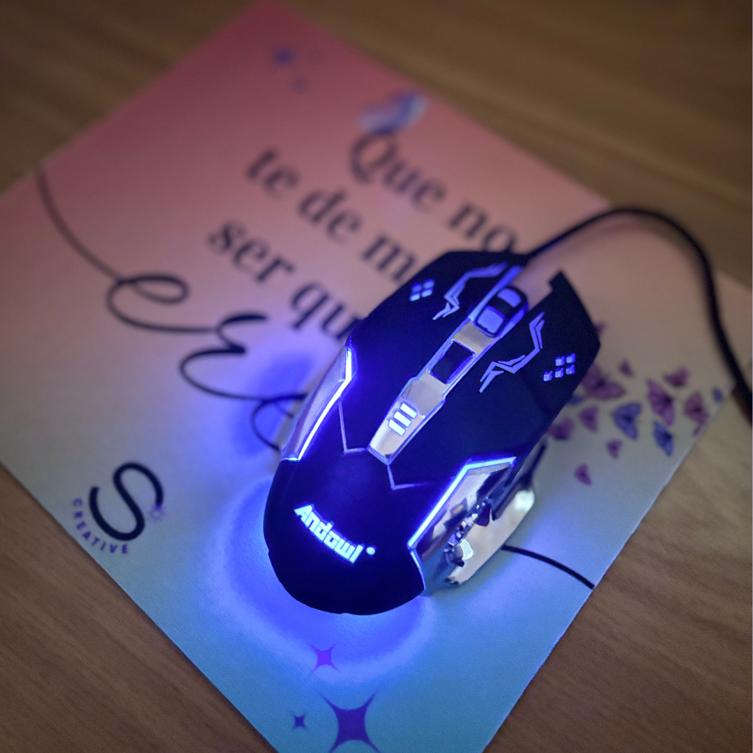 Pack Gaming – Alfombrilla + Mouse con Cable y Luz LED RGB
