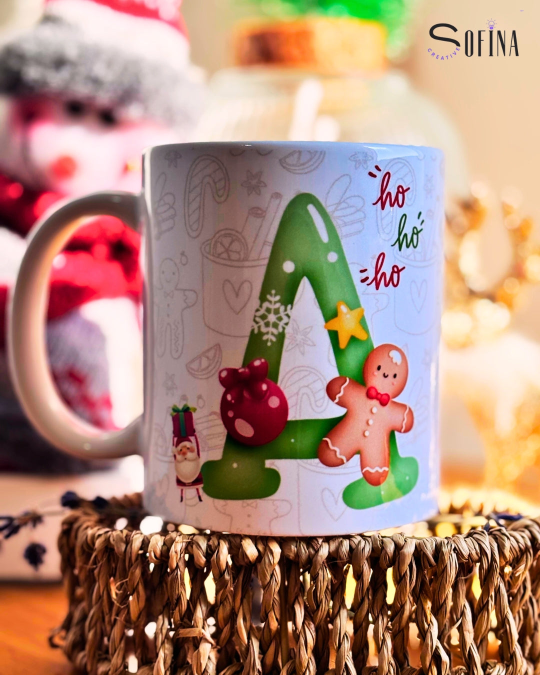 Taza Personalizada Navideña “Ho Ho Ho” – Regalo de Navidad con Nombre o Frase 🎅☕